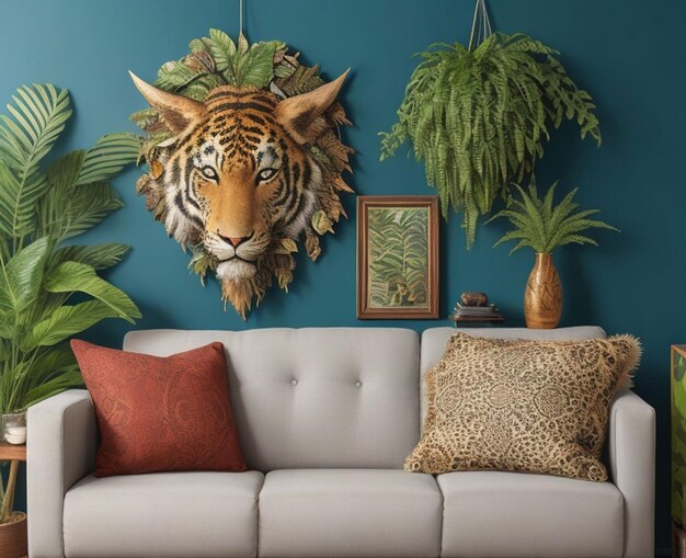 eclectic metal jungle art wall