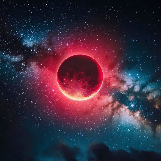 赤い月とミルクウェイの日食