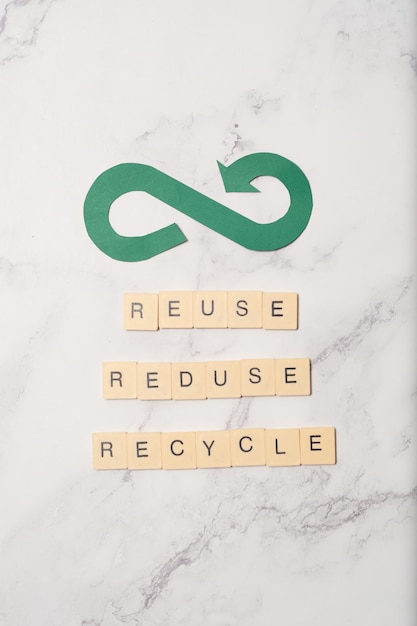 写真 eco と循環経済の概念無限リサイクル シンボル