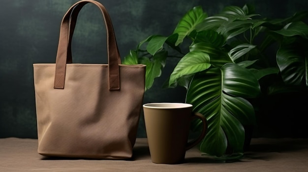 Eco bag and reusable coffee mug Sustainable