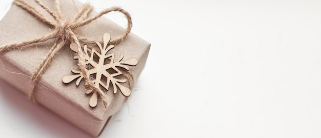 Eco christmas preparation Christmas and zero waste Eco friendly packaging gifts in kraft paper