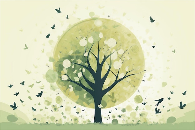 Eco concept green tree illustration AI generated content