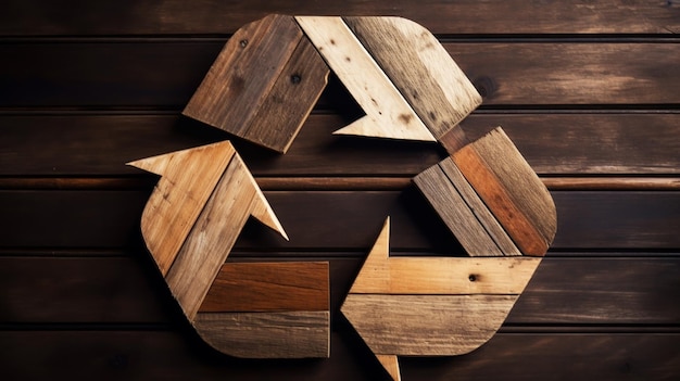 Eco concept Wood texture Recycle icon Generative Ai