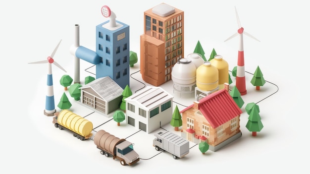 Eco-elementen voor steden kassen auto's opladers windturbines
