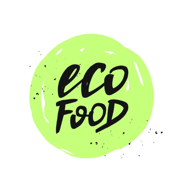 Photo eco food label hand drawn inscription