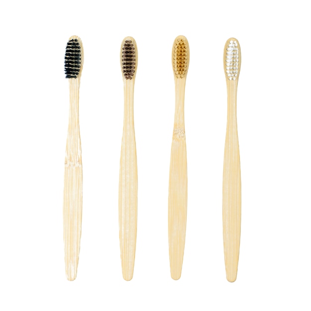 Eco-friendly Bamboo Toothbrushes on an isolated