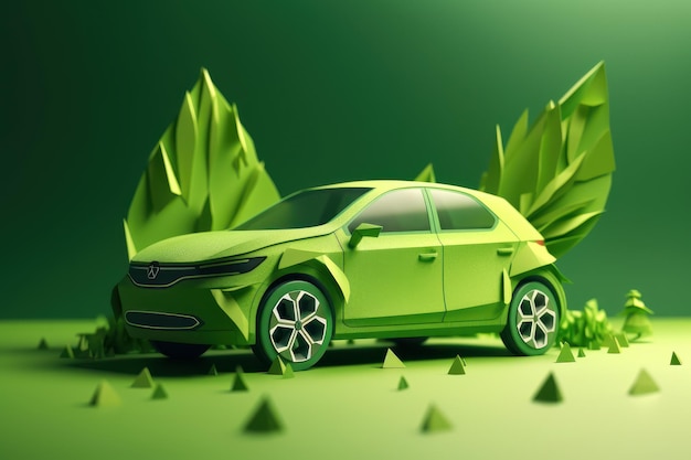 Eco friendly car background Renewable and sustainable energy concept Generative AI