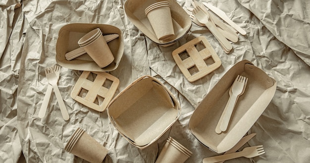 eco-friendly disposable tableware used in fast food, restaurants, takeaways, picnics.