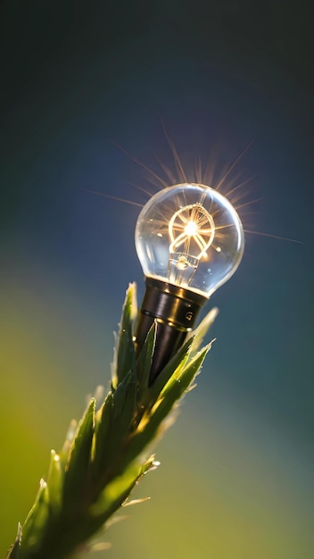 Eco friendly energy saving technology green light bulb illustration