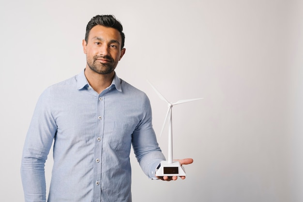 Eco-friendly engineer working on a solar panel project