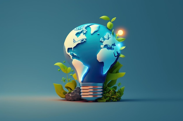 Eco friendly lightbulb background Sustainable and Renewable energy concept Generative Ai