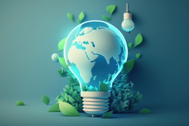 Eco friendly lightbulb background Sustainable and Renewable energy concept Generative Ai