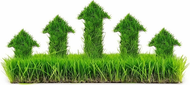 Photo eco friendly progress upward pointing grass arrows for sustainable growth trends