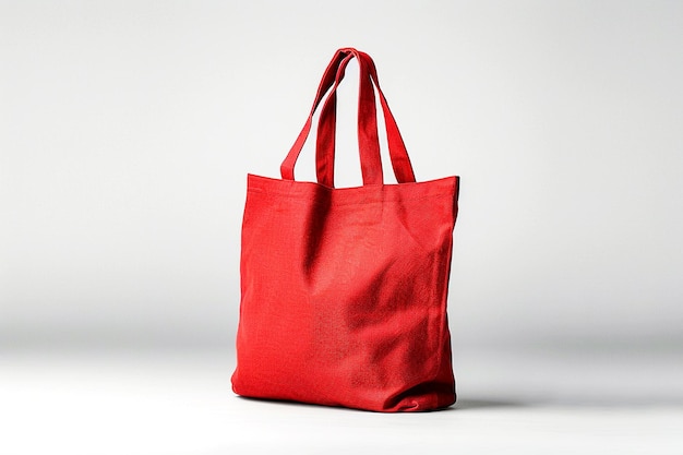 Eco Friendly Red Canvas Tote Bag op witte achtergrond Design Template voor Mockup AI gegenereerd