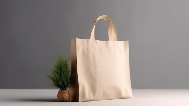 Экологичная сумка для покупок на белом фоне Ал генерируется