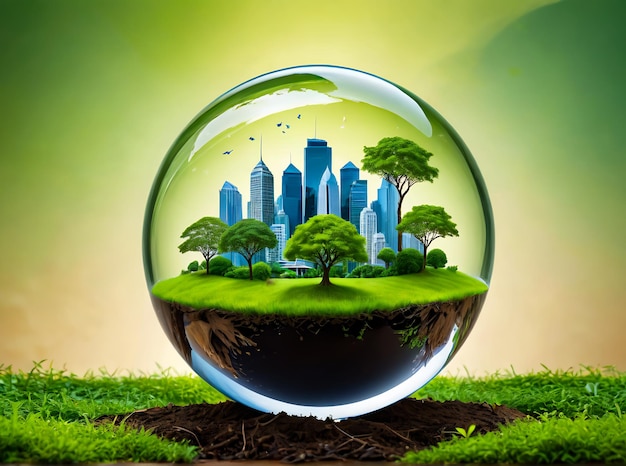 Эко-дружественный мир окружающая среда и День Земли концепция стеклянный глобус спасти планету