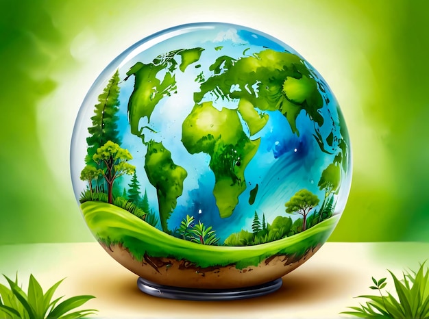 eco friendly world environment and earth day concept glass globe save the planet