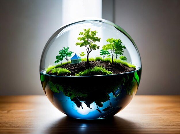 eco friendly world environment and earth day concept glass globe save the planet