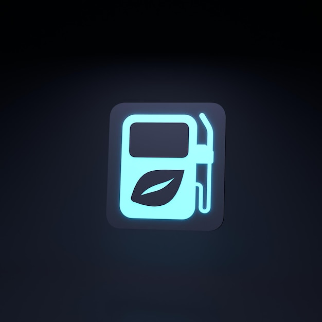 Photo eco fuel neon icon ecology concept 3d render illustration