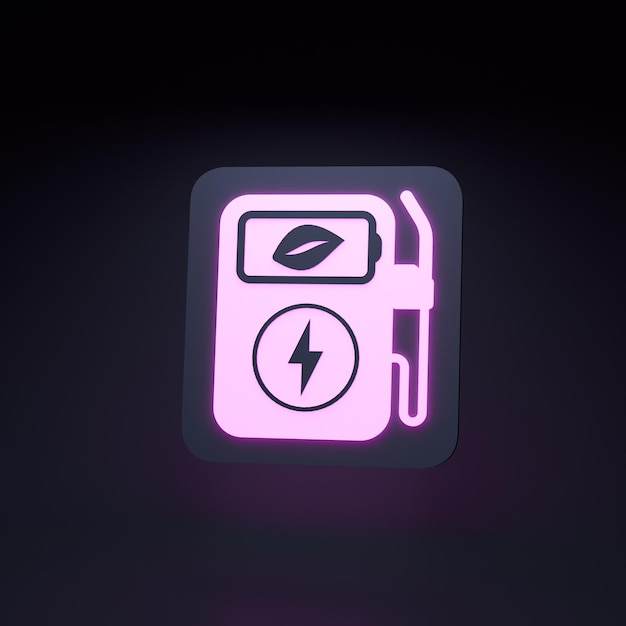 Eco fuel neon icon Ecology concept 3d render illustration