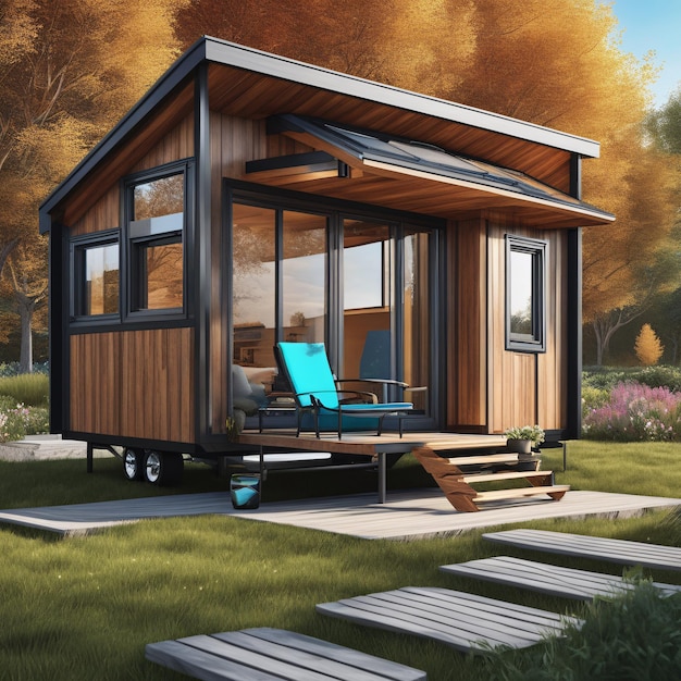 Photo eco futuristic tiny house design