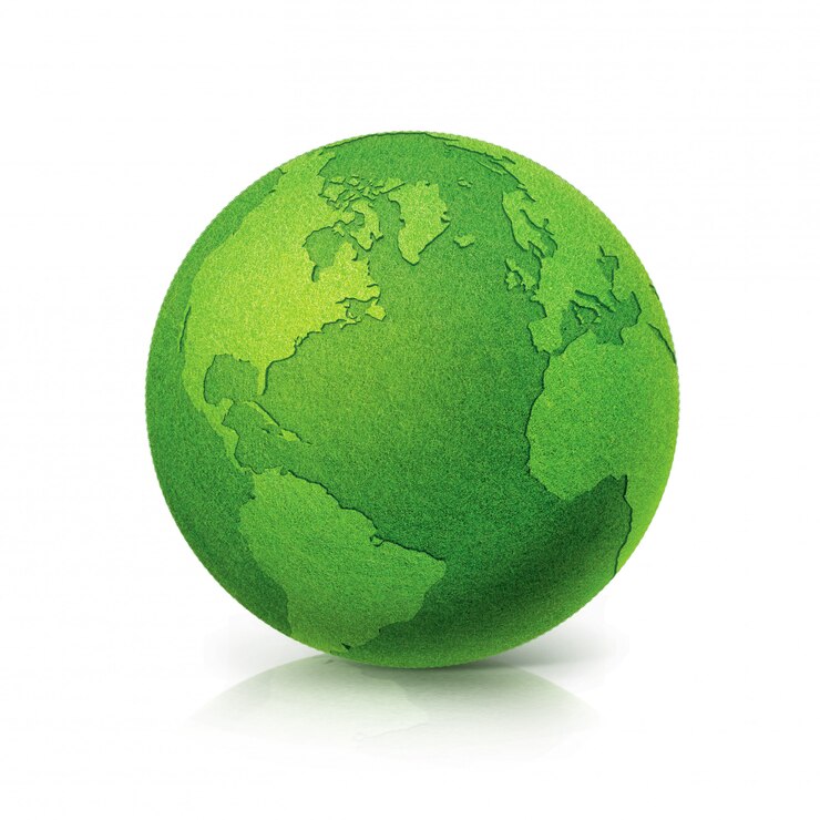 Photo eco green globe north and south america map on white isolated