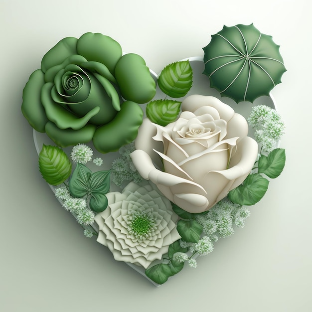 eco green heart floral heart decoration