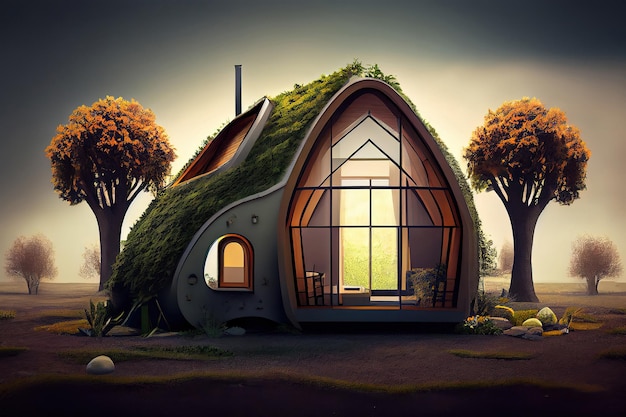 Photo eco house concept generative ai