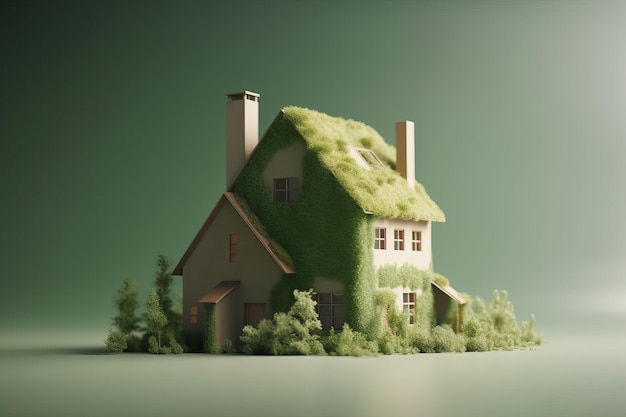 Eco house Green and environmentally friendly house generative AI