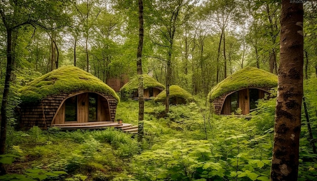 Eco houses in the forest hotel in the forest