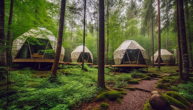 Eco houses in the forest hotel in the forest