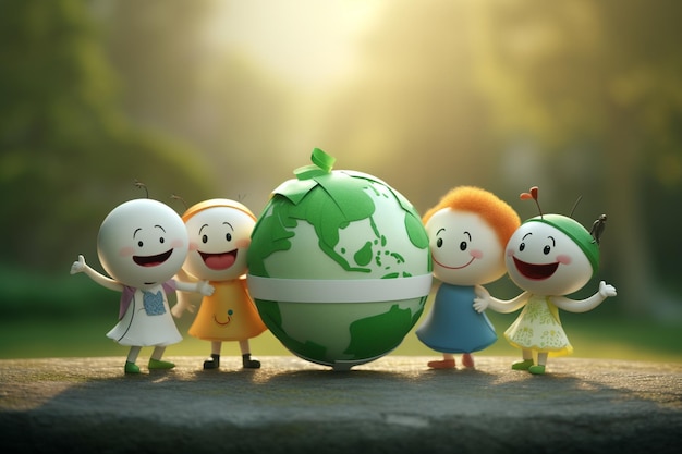 Photo eco image earth and doll