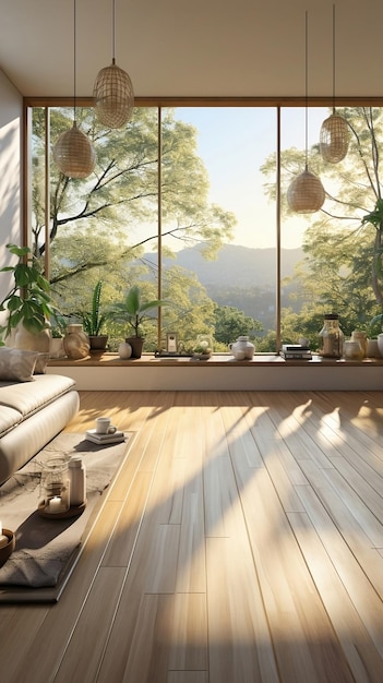 Eco interior with natural view