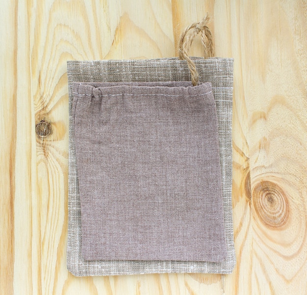 Eco natural cotton small sack bags, made of linen, mockup