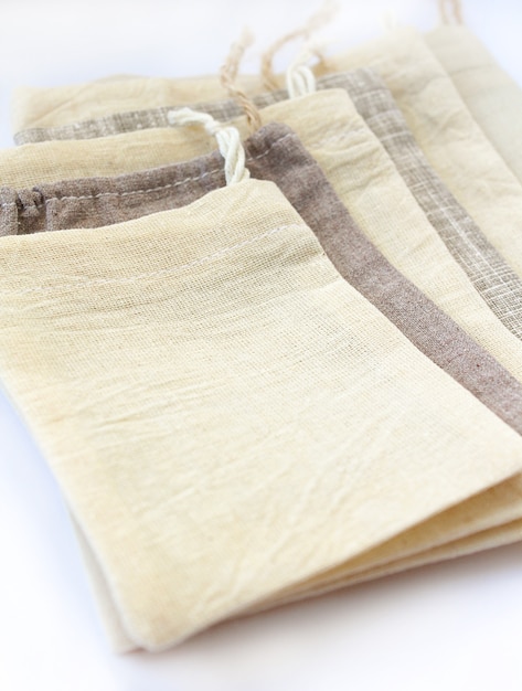 Eco natural cotton small sack bags made of linen