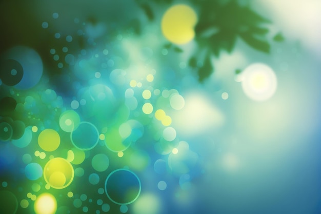 Eco nature defocused abstract green and blue background with sunshine