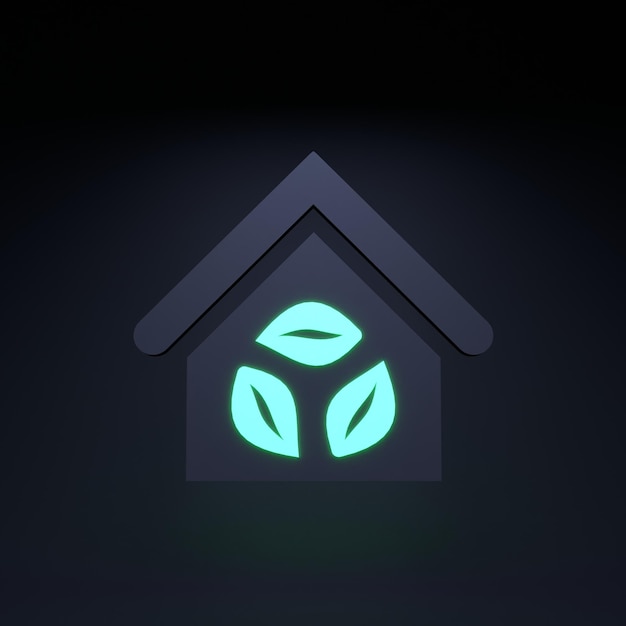 Photo eco neon icon eco friendly concept 3d render illustration