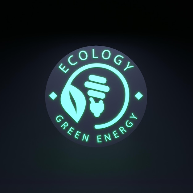 ECO Neon Icon ECO friendly concept 3d render illustration