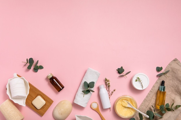 Eco organic cosmetics on the table