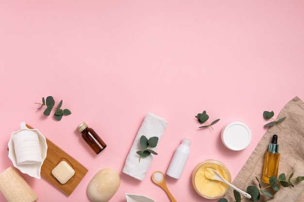 Eco organic cosmetics on the table