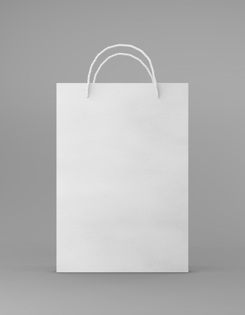 Photo eco packaging bag kraft paper with handle front side 3d rendering