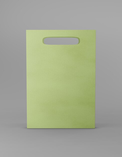 Photo eco packaging bag kraft paper with handle front side 3d rendering