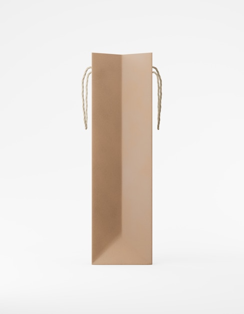 Eco packaging bag kraft paper with handle side 3D rendering