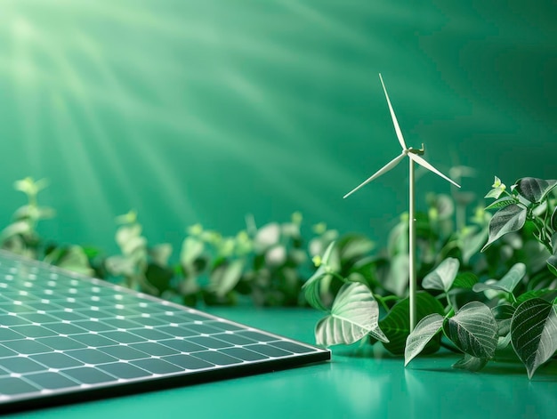 Eco power banner concept met copyspace hernieuwbare groene energie verzadigde achtergrond heldere kleuren