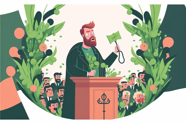 Eco Preacher flat illustration