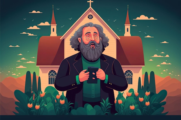 Eco Preacher flat illustration