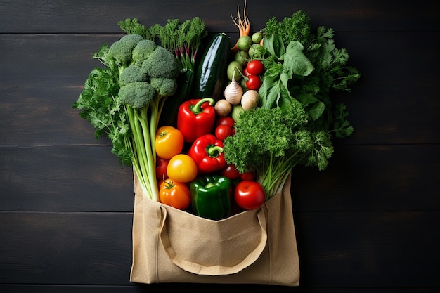 Eco-tas vol verse groenten en groen Generatief van Ai
