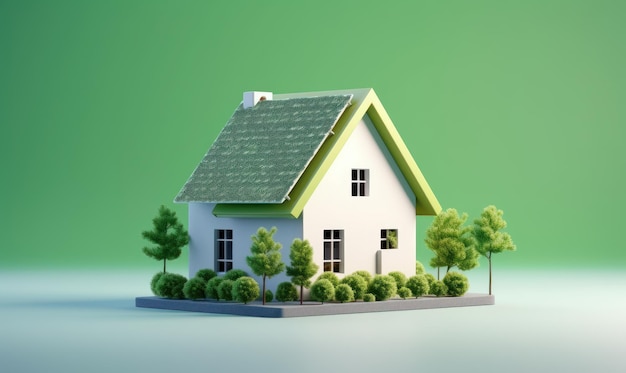 Eco-vriendelijk modern huis Groene energie en hernieuwbare energie Concept Generatieve Ai