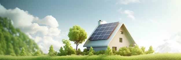 Eco-vriendelijk modern huis Groene energie en hernieuwbare energie Concept Generatieve Ai