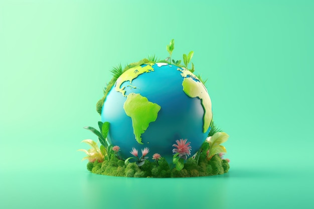 Eco-vriendelijke planeet Aarde achtergrond Red de wereld Aarde dag Milieudag gecreëerd Generatieve AI